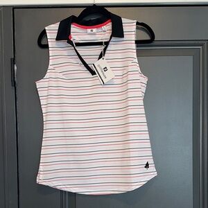 FootJoy Multicolor Striped Sleeveless Top with Black Collar